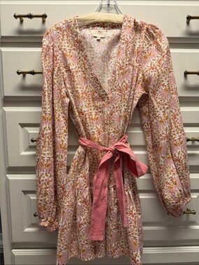 Hannah Artwear Floral Pink Tie-Waist Mini Dress